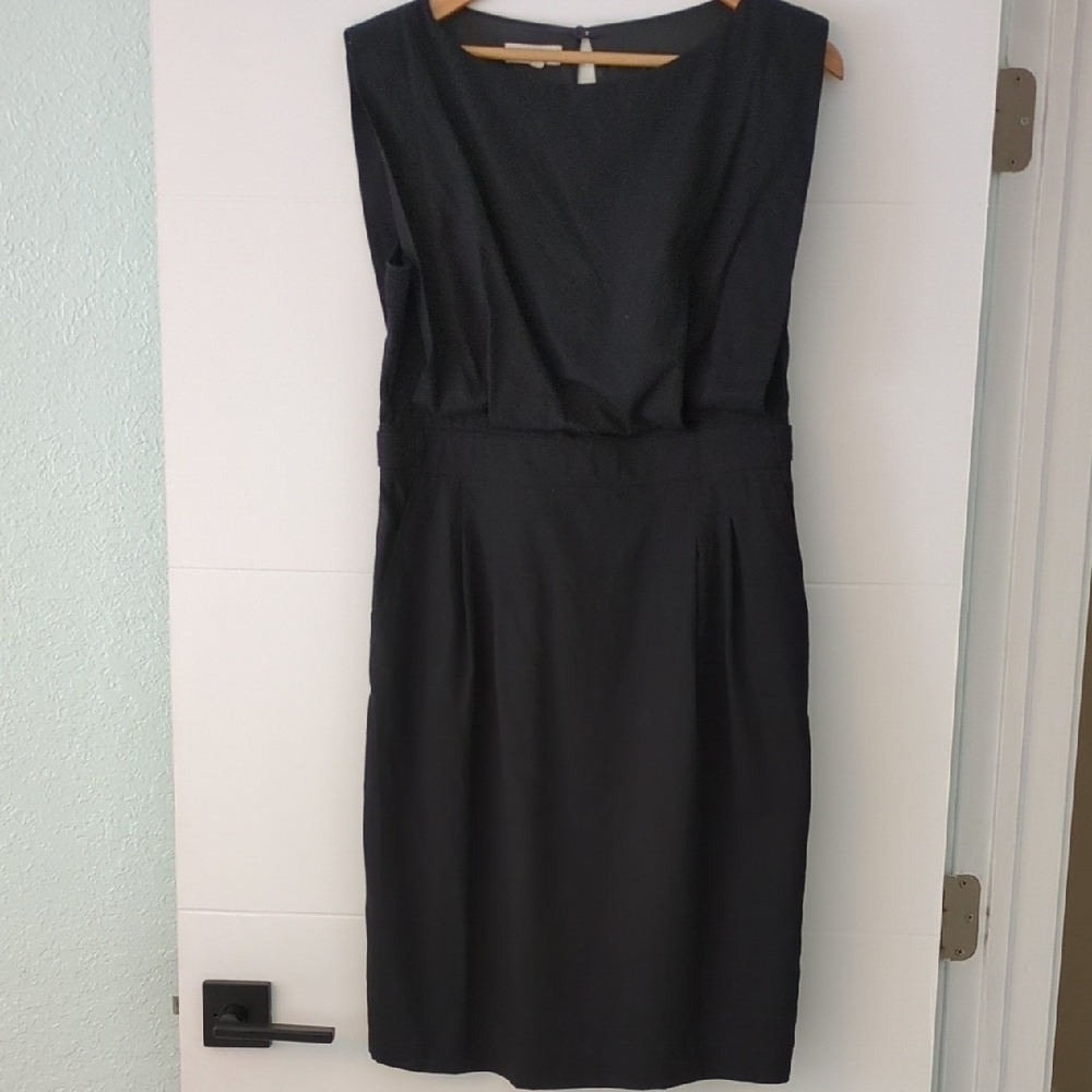 Lafayette 148 NY Elegant Black Sleeveless Pencil Architectural Fit Lined Dress 8